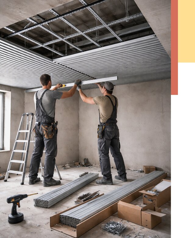 Монтаж реечного потолка в Химках от 4665 руб. под ключ | ОТДЕЛОЧНИК-Хмк