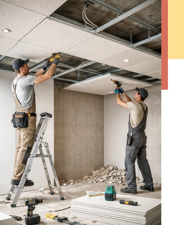 Монтаж акустического потолка в Химках от 6739 руб/м2 — быстро и недорого | ОТДЕЛОЧНИК-Хмк