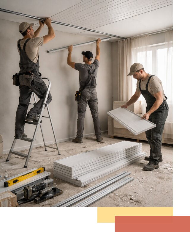 Монтаж потолка из ПВХ панелей в Химках оперативно и качественно