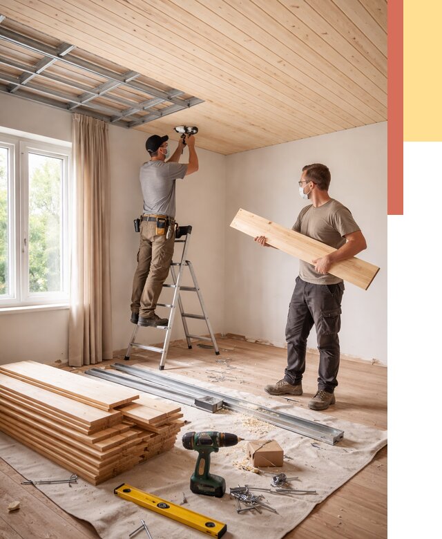 Монтаж потолка из вагонки в Химках от 6739 руб. | Быстро и недорого — ОТДЕЛОЧНИК-Хмк