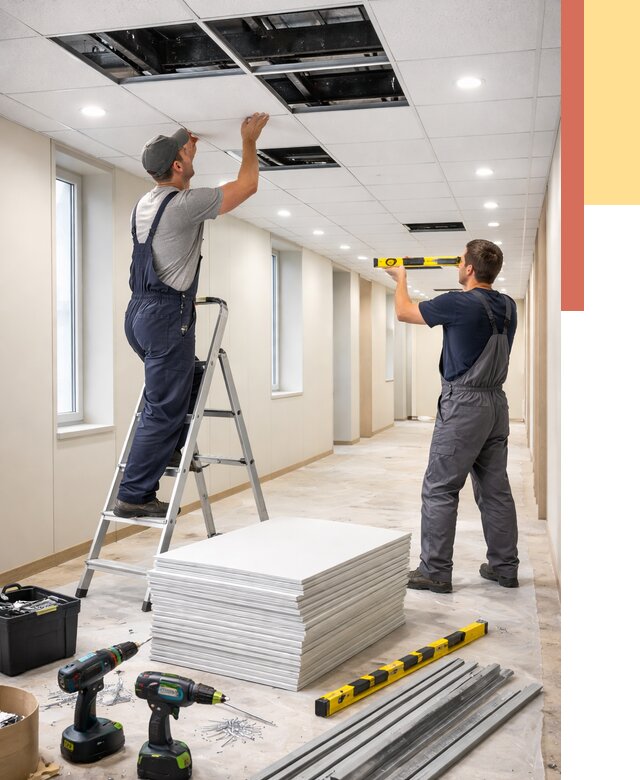 Ремонт потолка Армстронг в Химках от 4665 руб. — быстро и недорого | ОТДЕЛОЧНИК-Хмк