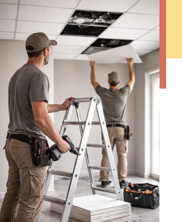 Обслуживание подвесного потолка в Химках от 3628 руб. — быстро и недорого | ОТДЕЛОЧНИК-Хмк