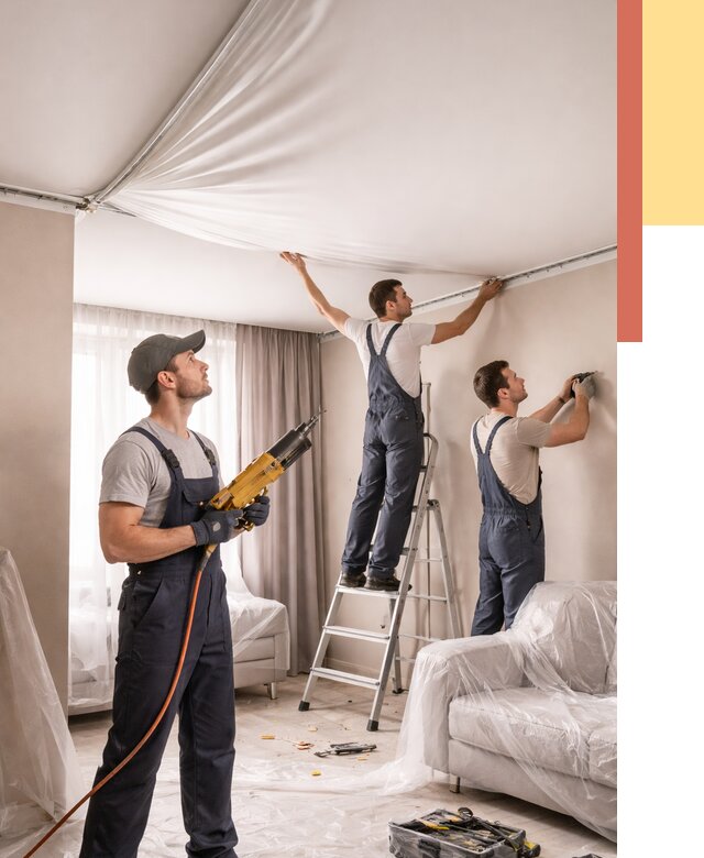 Установка натяжного потолка в Химках от 4665 руб. | Быстро и недорого — ОТДЕЛОЧНИК-Хмк