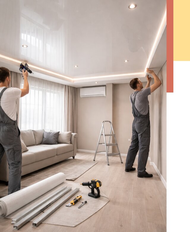 Монтаж глянцевого натяжного потолка в Химках от 778 руб. под ключ | ОТДЕЛОЧНИК-Хмк