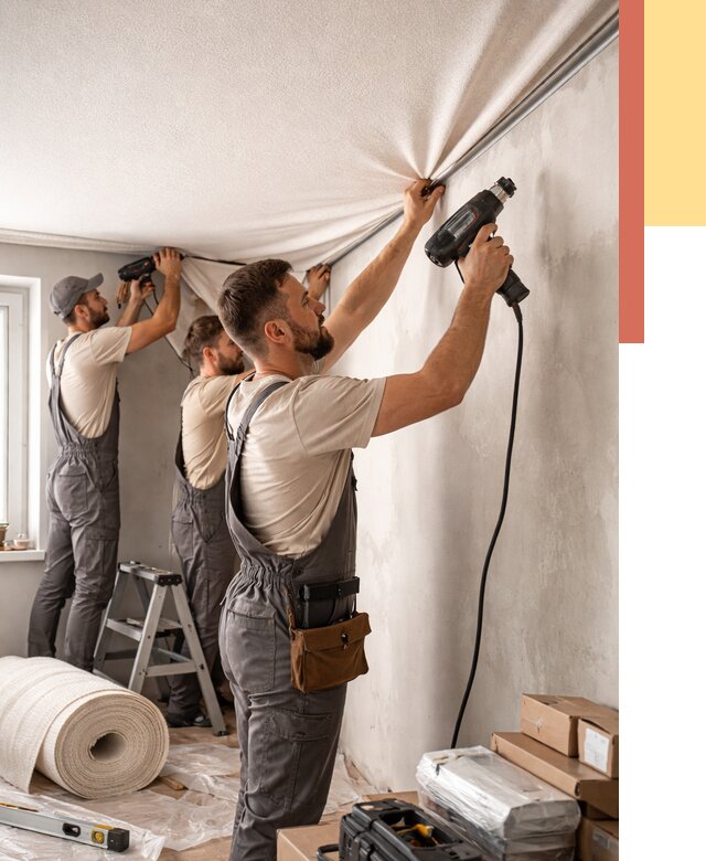 Монтаж фактурного натяжного потолка в Химках от 778 руб. — ОТДЕЛОЧНИК-Хмк