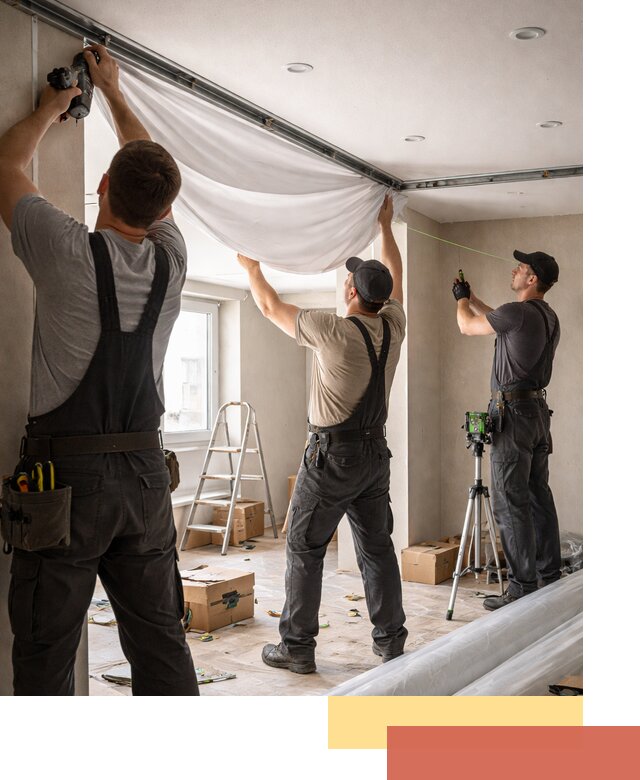 Монтаж парящего натяжного потолка под ключ в Химках