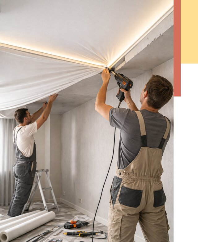 Монтаж натяжного потолка с подсветкой в Химках от 985 руб. | ОТДЕЛОЧНИК-Хмк