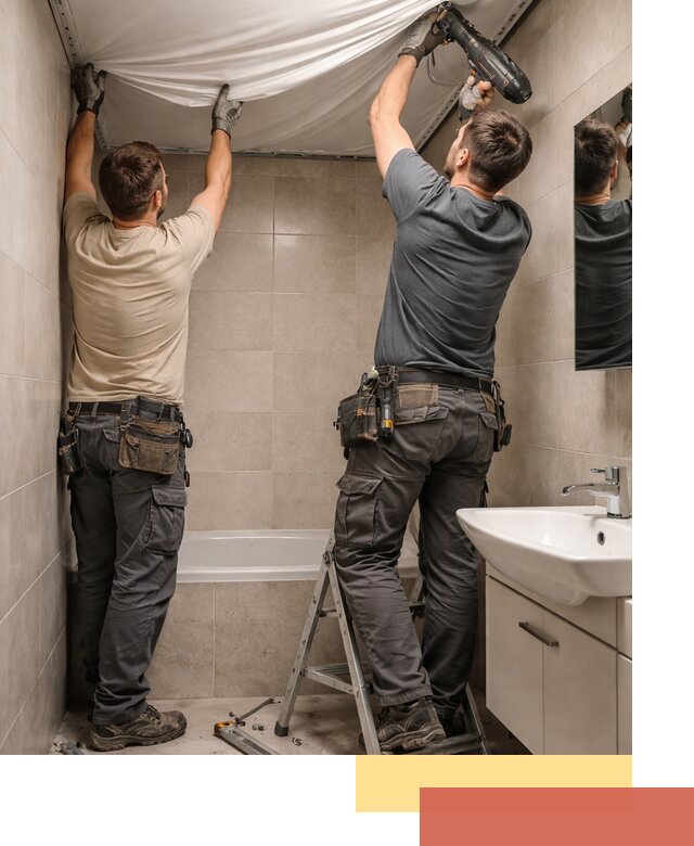 Монтаж натяжного потолка в ванной в Химках быстро и качественно