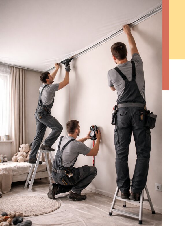 Монтаж натяжного потолка в детской в Химках от 3628 руб. — быстро и недорого | ОТДЕЛОЧНИК-Хмк