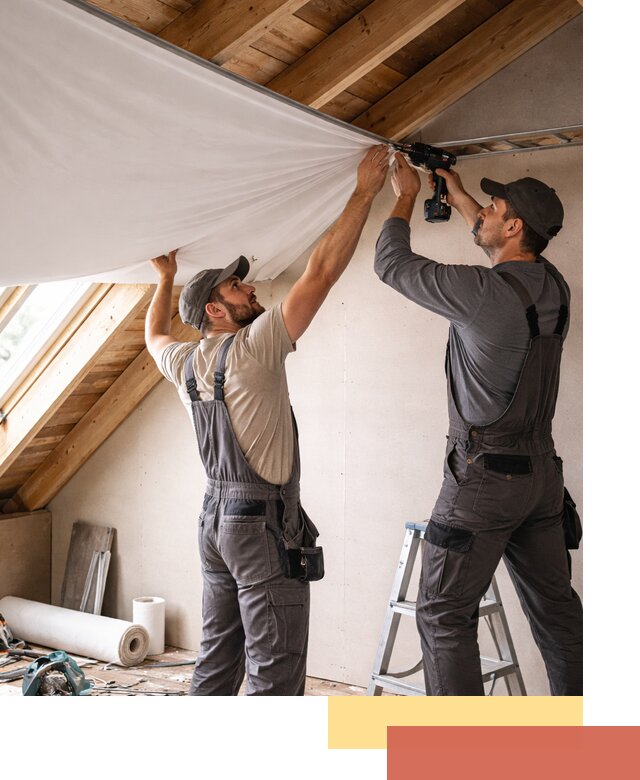 Монтаж натяжного потолка в мансарде в Химках