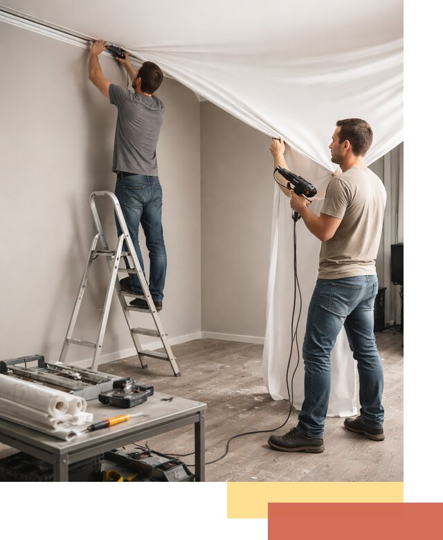 Монтаж натяжного потолка в студии в Химках