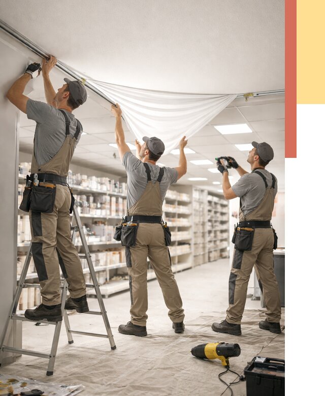 Монтаж натяжного потолка в магазине в Химках от 4665 руб. быстро и недорого | ОТДЕЛОЧНИК-Хмк