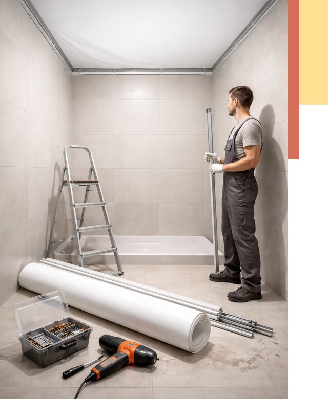 Монтаж натяжного потолка в санузле в Химках от 1918 руб. — ОТДЕЛОЧНИК-Хмк