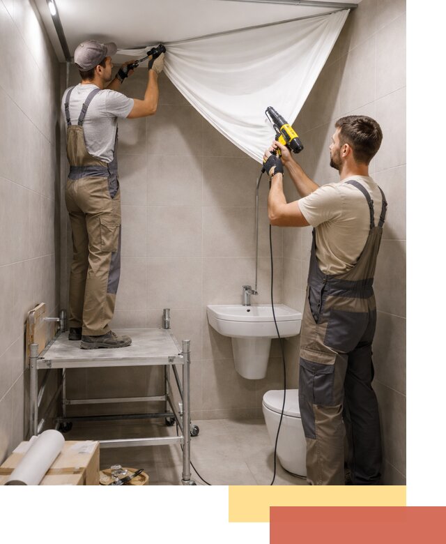 Монтаж натяжного потолка в санузле в Химках