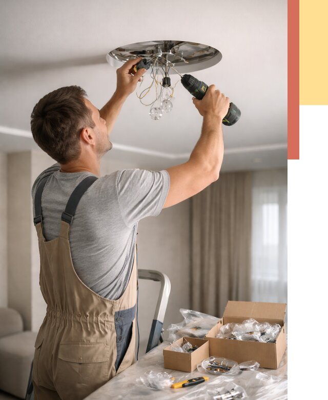 Установка люстры в натяжной потолок в Химках от 1244 руб. | Быстро и недорого — ОТДЕЛОЧНИК-Хмк