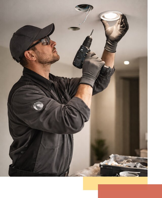 Установка точечных светильников в натяжной потолок в Химках