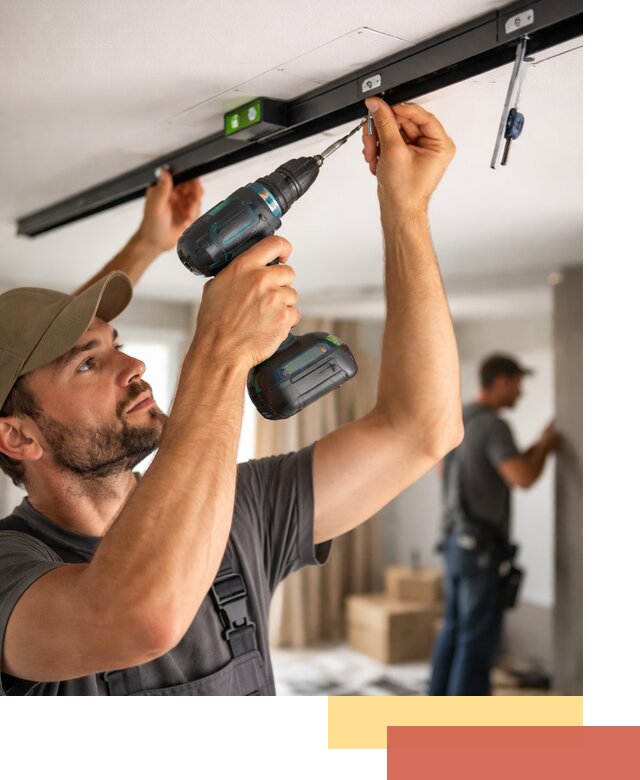 Установка трековых светильников в натяжной потолок в Химках