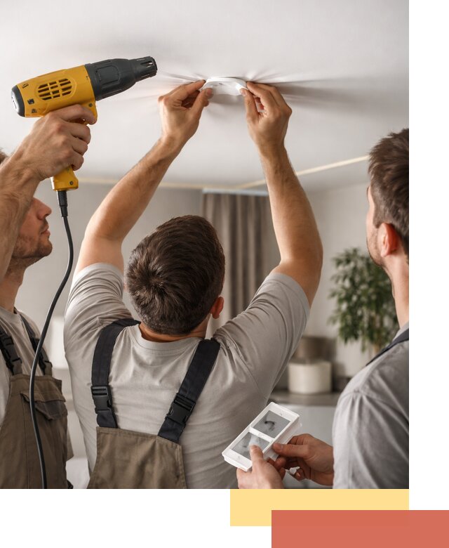 Ремонт прокола полотна натяжного потолка в Химках