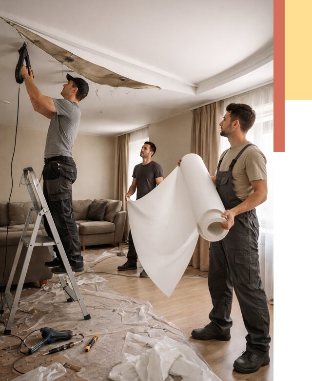 Замена полотна натяжного потолка в Химках от 9849 руб. быстро и недорого | ОТДЕЛОЧНИК-Хмк