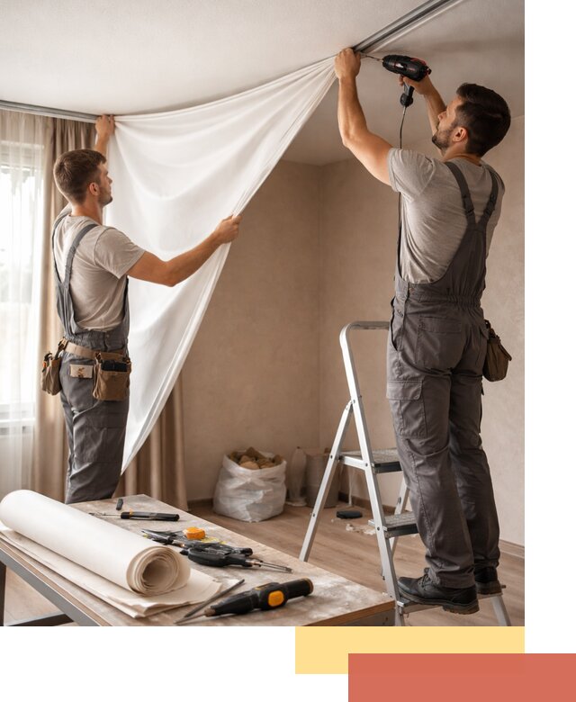 Замена полотна натяжного потолка в Химках быстро и качественно