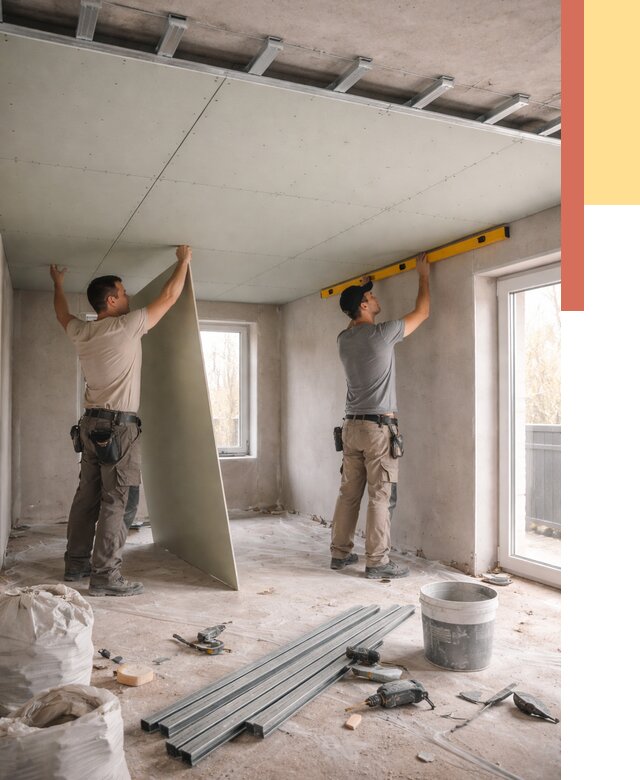 Одноуровневый потолок из гипсокартона в Химках от 778 руб. — монтаж под ключ | ОТДЕЛОЧНИК-Хмк