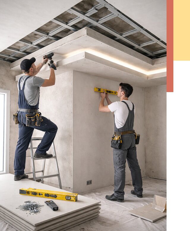 Двухуровневый потолок из гипсокартона в Химках от 1503 руб. под ключ | ОТДЕЛОЧНИК-Хмк