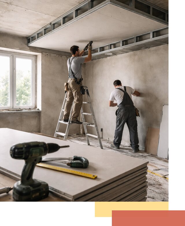 Двухуровневый потолок из гипсокартона в Химках