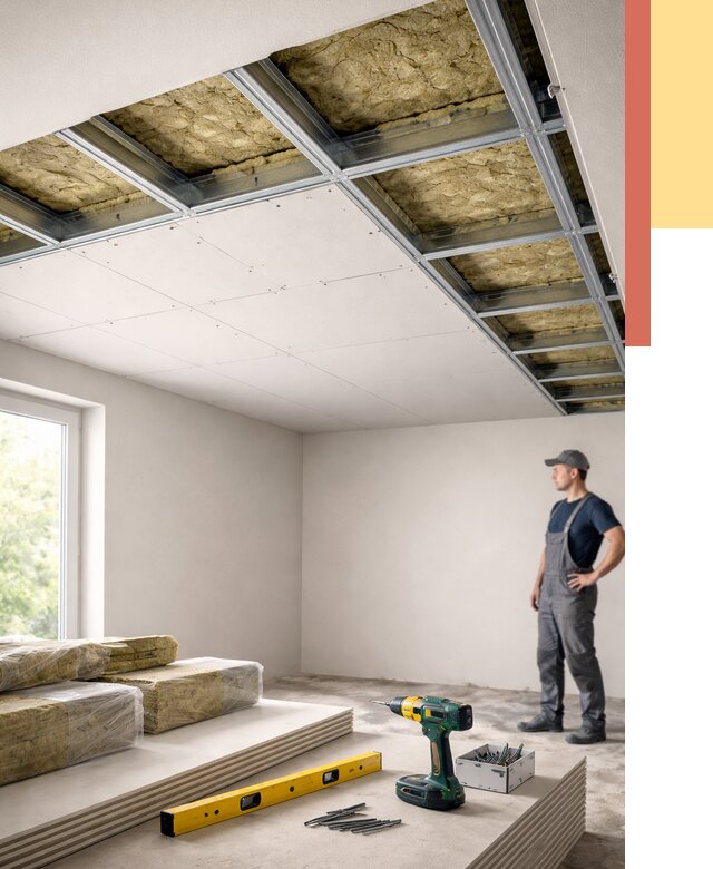 Звукоизоляция потолка ГКЛ в Химках от 985 руб. — монтаж под ключ | ОТДЕЛОЧНИК-Хмк