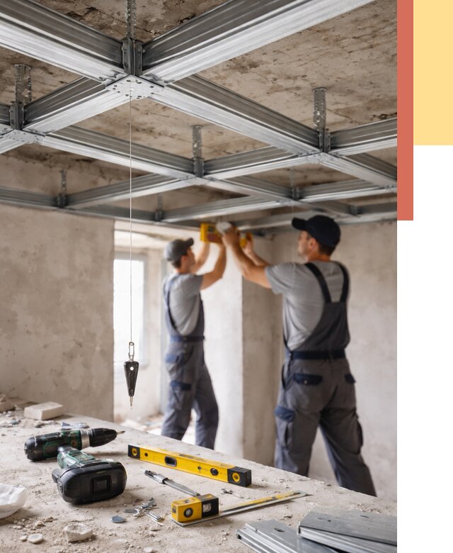 Монтаж каркаса потолка из профиля в Химках от 4665 руб. — услуги ОТДЕЛОЧНИК-Хмк
