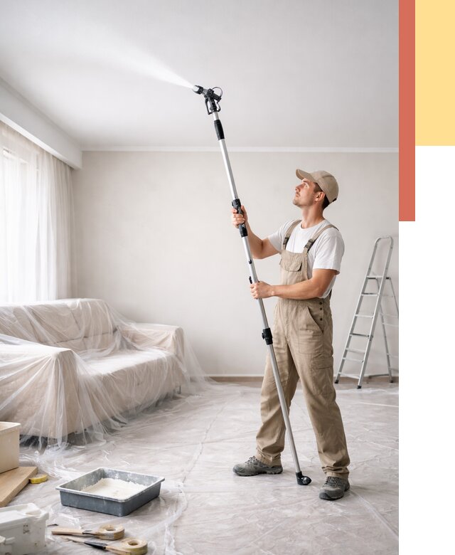 Покраска потолка краскопультом в Химках от 4665 руб. быстро и недорого | ОТДЕЛОЧНИК-Хмк