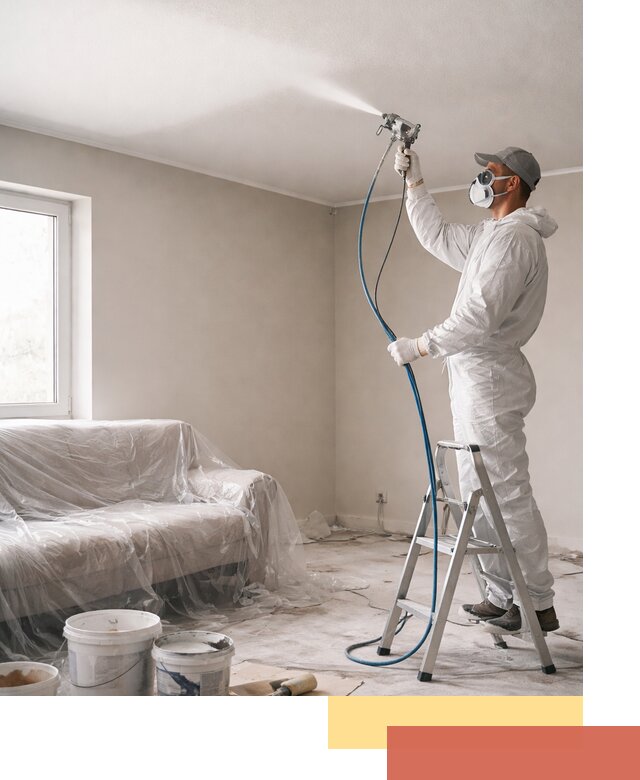 Покраска потолка краскопультом в Химках быстро и качественно