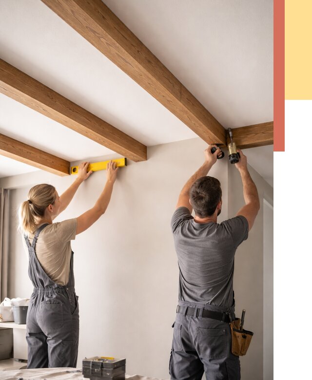 Монтаж декоративных балок на потолок в Химках от 4354 руб. — ОТДЕЛОЧНИК-Хмк