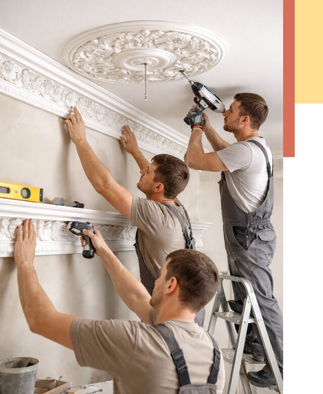 Монтаж лепнины на потолок в Химках от 3317 руб. быстро и недорого | ОТДЕЛОЧНИК-Хмк